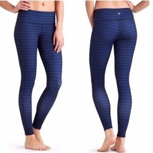NWT Athleta Stripes Chaturanga Blue Yoga Tights Workout Leggings Pants XXS